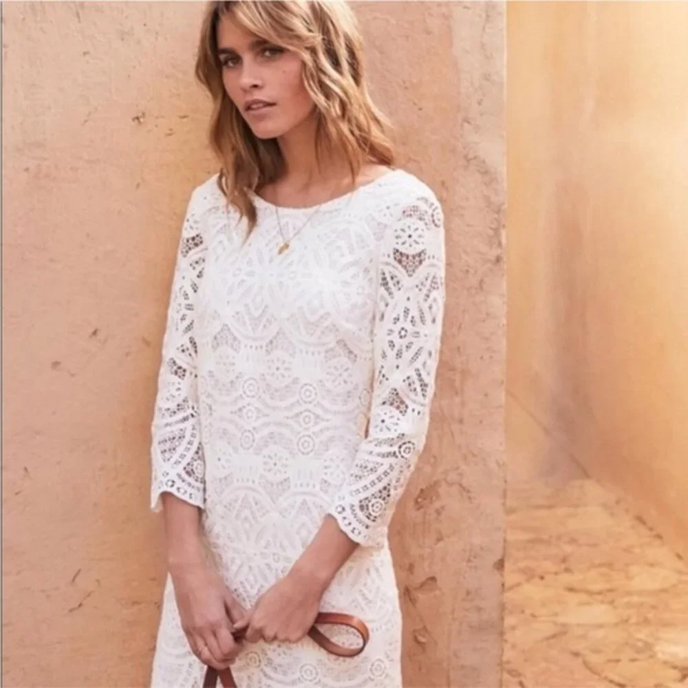 Sezane Ecru Sarah Crochet Lace Mini Dress - Picture 2 of 7
